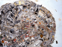 Das Baulaoch, 1989. Mischtechnik, Collage auf Karton, 119 x 156 cm