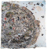 Mannheim, der Alte Messplatz, 1997. Mischtechnik, Collage auf Karton, 195 x 181 cm