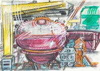 Generator-Verdichter-Gehäuse (ABB), 1994, Mischtechnik auf Papier, 49,5 x 70 cm