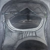 Konkubine des Condottiere Attendolo (Lucia von Terzano Mutter des Francesco Sforza), 1977. Dispersionsfarbe, Öl auf Leinwand, 100 x100 cm