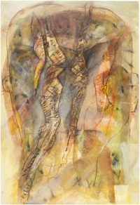 o.T. (Kopf), 1999, Mischtechnik auf Papier, 106 x 73 cm