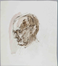o. T. (Porträt Hermannn Hesse), o. J. Tusche und Bleistift auf Papier, 55 x 43 cm