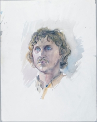 o. T. (Porträt junger Mann), o. J. Aquarell aus Papier, 63,5 x 50 cm