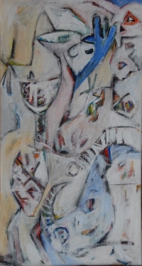 Elke Weickelt, Werknr. 92-8, 1992, Acryl auf Leinwand, 93 x 170 cm