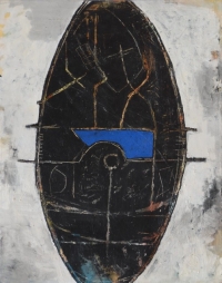 Elke Weickelt, Werknr. 93-44, 1993, Mischtechnik auf Leinwand, 96 x 75 cm