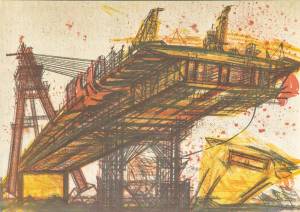 Brücken im Bau, 1989, Lithographie, 70 x 50 cm